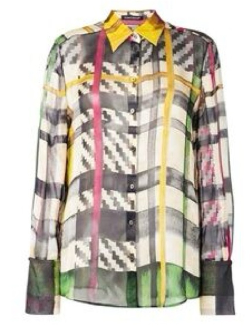 Luisa Cerano Semi Sheer Silk Button Front Blouse US Size 8